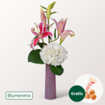 Blumenmix Herzensgruß mit Ferrero Giotto 3er