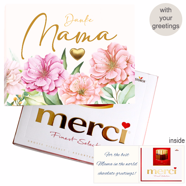 Personal greeting card with Merci: Danke Mama (250 g)