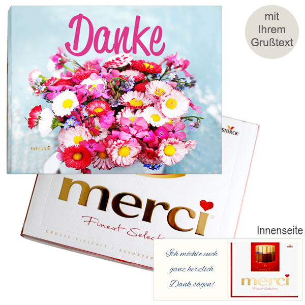Persönliche Grußkarte mit Merci: Danke (250 g)