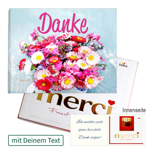 Persönliche Grußkarte mit Merci: Danke (250 g)