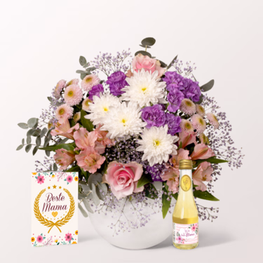 Muttertags-Set mit Blumenstrauß, Karte & mit Piccolo