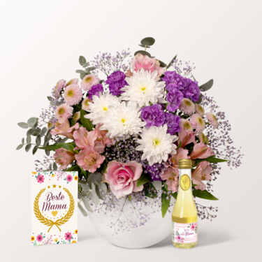 Muttertags-Set mit Blumenstrauß, Karte & mit Piccolo