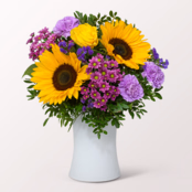 Flower Bouquet Farbenfroh mit vase & 3 Ferrero Giotto