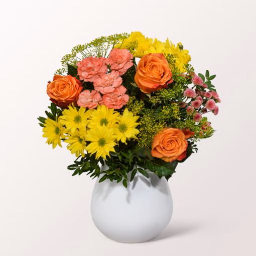 Flower Bouquet Sonnenfreude with vase & 3 Ferrero Giotto
