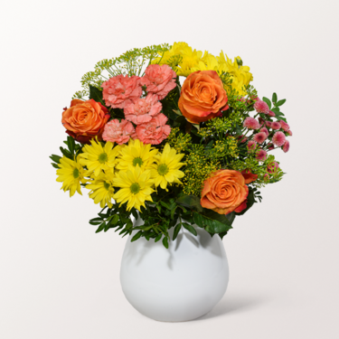 Flower Bouquet Sonnenfreude with vase & 3 Ferrero Giotto