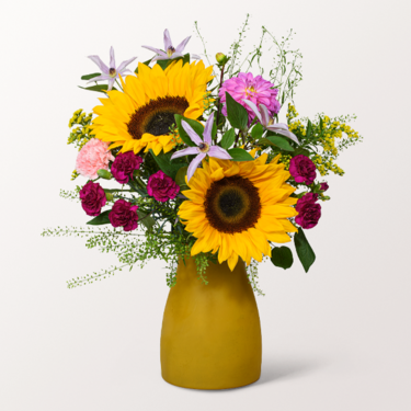 Flower Bouquet Sonnentag with vase & 3 Ferrero Giotto