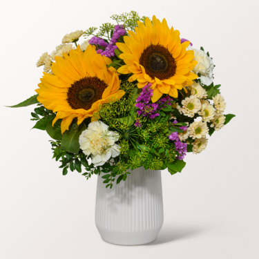 Blumenstrauß Sommergedicht mit Vase & Ferrero Giotto 3er