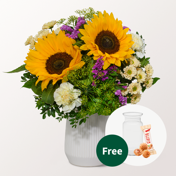 Flower Bouquet Sommergedicht with vase & 3 Ferrero Giotto