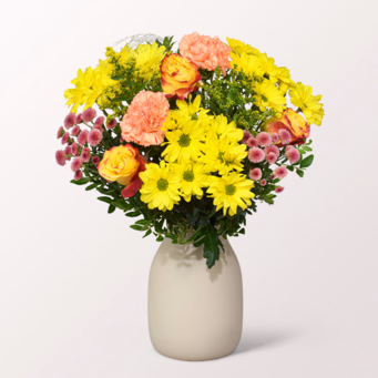 Flower Bouquet Sommerschönheit mit vase & 3 Ferrero Giotto