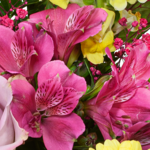 Flower Bouquet Sommerfreude with vase & 3 Ferrero Giotto