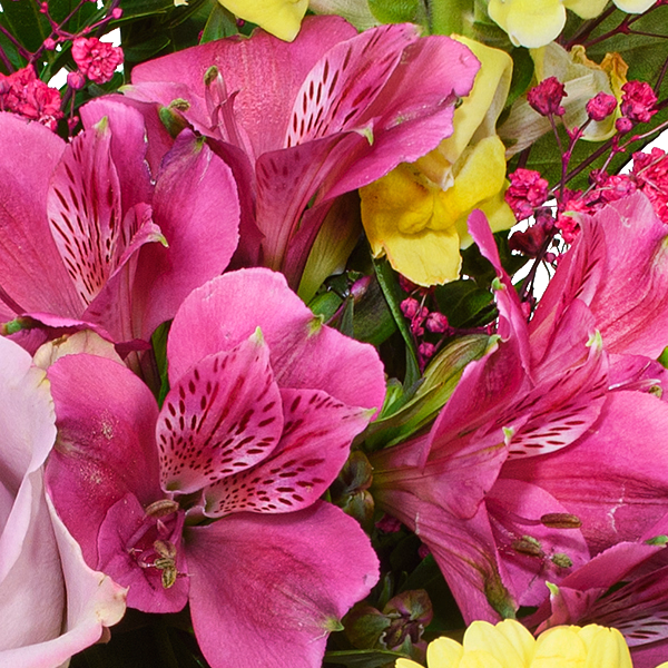 Blumenstrauß Sommerfreude mit Vase & Ferrero Giotto