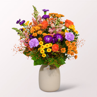Blumenstrauß Bunter Sommer mit Halloren Kugeln & Vase