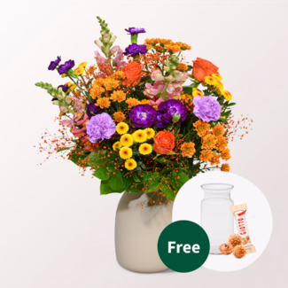 Flower Bouquet Bunter Sommer mit vase & 3 Ferrero Giotto