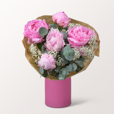 Pfingstrosen-Strauß Herzflüstern mit Vase & Ferrero Giotto 3er