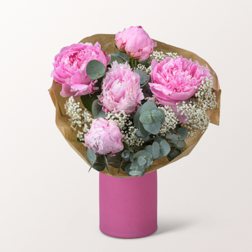 Peonie Bouquet Herzflüstern with vase & 3 Ferrero Giotto