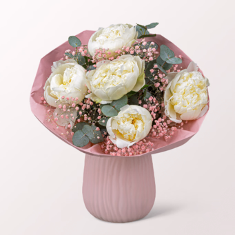 Peonie Bouquet Peony Power with vase & Ferrero Giotto