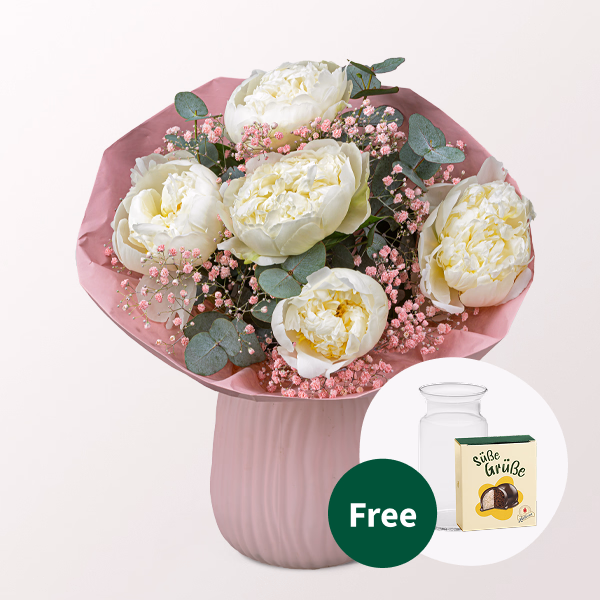 Peonie Bouquet Peony Power with Halloren Balls & vase