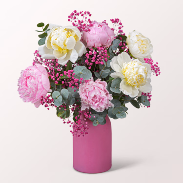 Peonie Bouquet Rosenflair with vase & 3 Ferrero Giotto