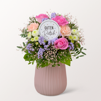 Neujahrs-Strauß „Guter Rutsch“ mit Vase & Rotkäppchen Sekt