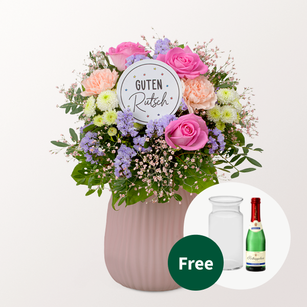 New Year's Bouquet „Guter Rutsch“ with vase & Rotkäppchen Sparkling Wine