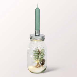 Winterly Decorative Glass with Candle Holder
