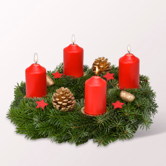 Rot-Goldener Adventskranz (Ø 30 cm) mit Ferrero Giotto 3er