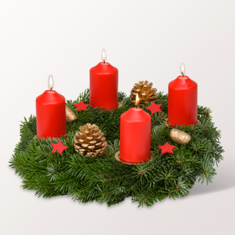 Rot-Goldener Adventskranz (Ø 30 cm) mit Ferrero Giotto 3er