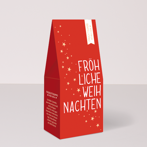 Fruchtgummi Herzen „Fröhliche Weihnachten“ (70 g)