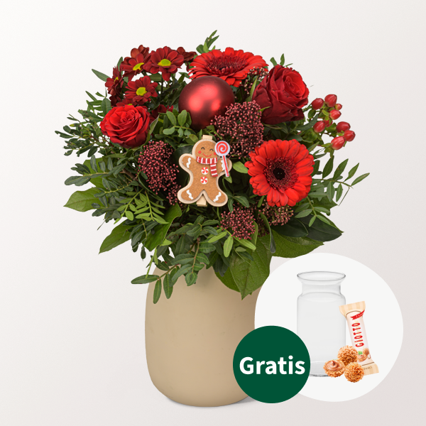 Blumenstrauß Happy Winter mit Vase