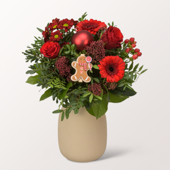 Blumenstrauß Happy Winter mit Vase & Ferrero Giotto 3er