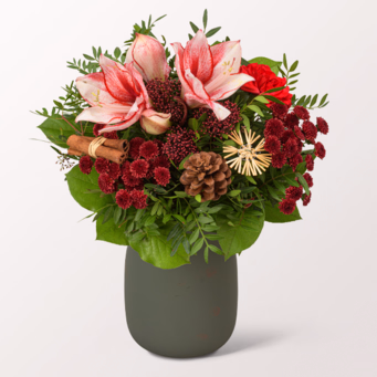 Blumenstrauß Wintermelodie mit Vase & Ferrero Giotto 3er