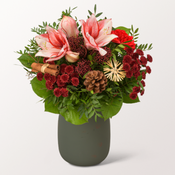 Flower Bouquet Wintermelodie with vase & 3 Ferrero Giotto