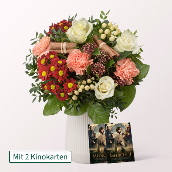 Blumenstrauß Winterbote mit 2 Kinokarten & Vase