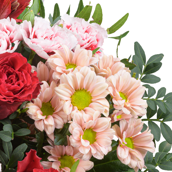 Blumenstrauß Liebesbrise mit Vase & Ferrero Giotto 3er