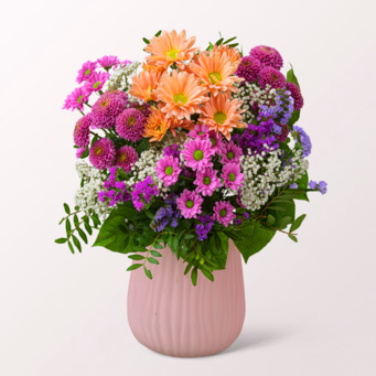 Flower Bouquet Frühlingsglanz with vase & 3 Ferrero Giotto