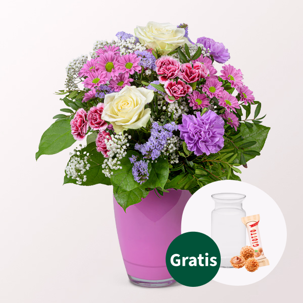 Blumenstrauß Frühlingswiese mit Vase