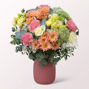 Premiumstrauß Blumenwunder mit Premiumvase