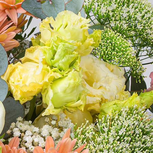 Premiumstrauß Blumenwunder mit Premiumvase & Ferrero Giotto 3er