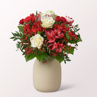 Blumenstrauß Liebesblüte mit Vase & Ferrero Giotto 3er