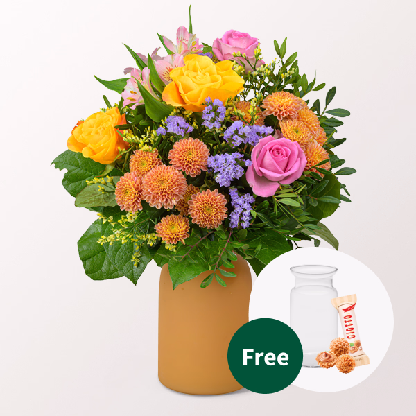 Flower Bouquet Frühjahrszauber with vase & Ferrero Giotto