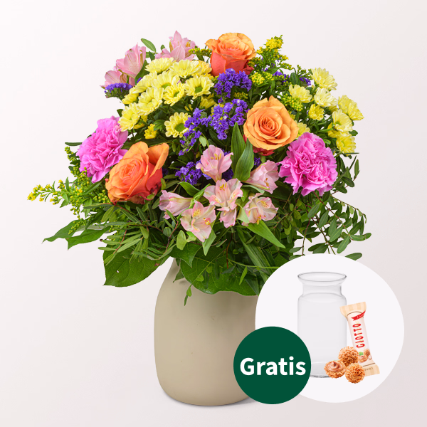 Blumenstrauß Blütenexplosion mit Vase