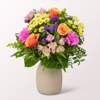 Flower Bouquet Blütenexplosion with vase & 3 Ferrero Giotto