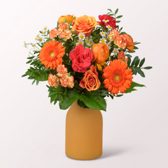 Blumenstrauß Frühlingslicht mit Vase & Ferrero Giotto 3er