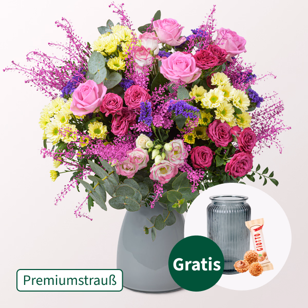 Premiumstrauß Herzlich mit Premiumvase