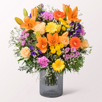 Premiumstrauß Sonnenglück mit Premiumvase