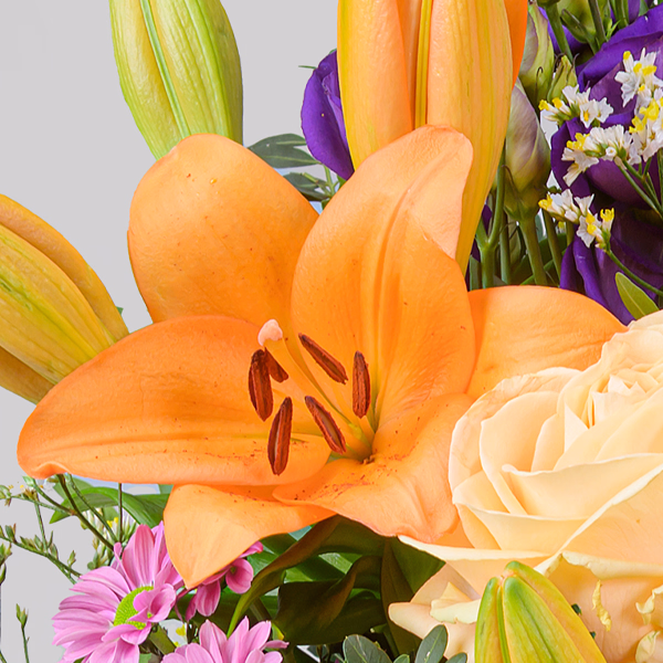 Premiumstrauß Sonnenglück mit Premiumvase & Ferrero Giotto 3er