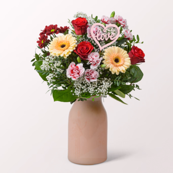 Blumenstrauß Herzenswunsch mit Vase