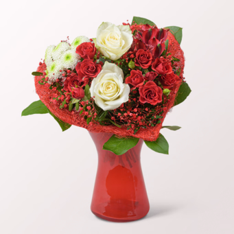 Flower Bouquet Liebesbeweis with vase & 3 Ferrero Giotto