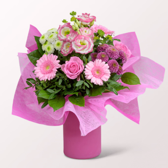 Blumenstrauß Love Vibration mit Vase & Ferrero Giotto 3er