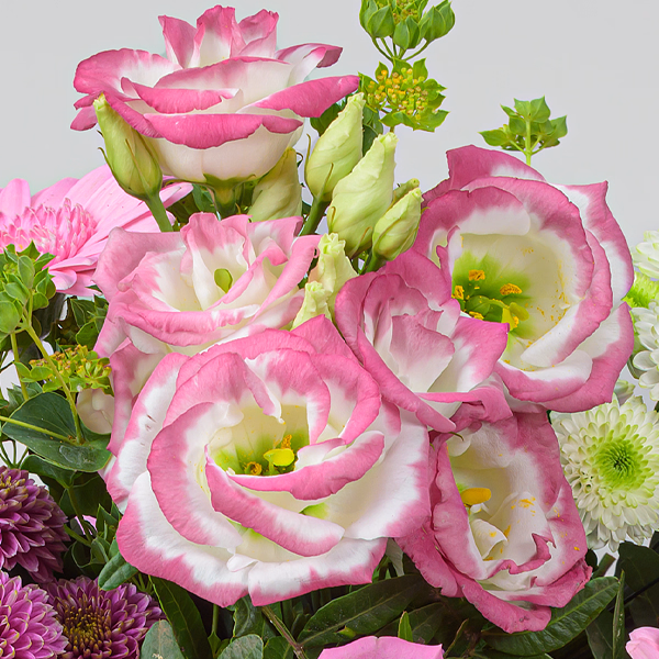 Blumenstrauß Love Vibration mit Vase & Ferrero Giotto 3er